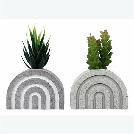 YOUNGS Resin Carved Stone Succulent Planter, 2 Assorted Color 12505